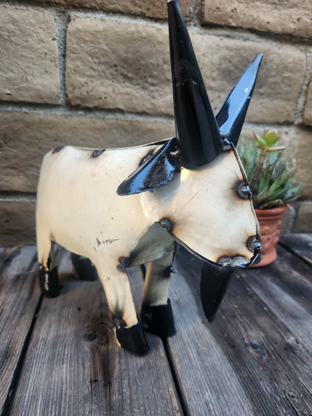 Goat Rustic Farmhouse Metal Art Yard Decoration Garden Statue 12.5"